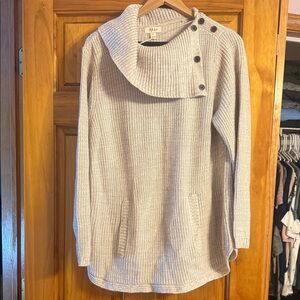 Style & Co. Gray Cowl Neck Sweater with Button Detail